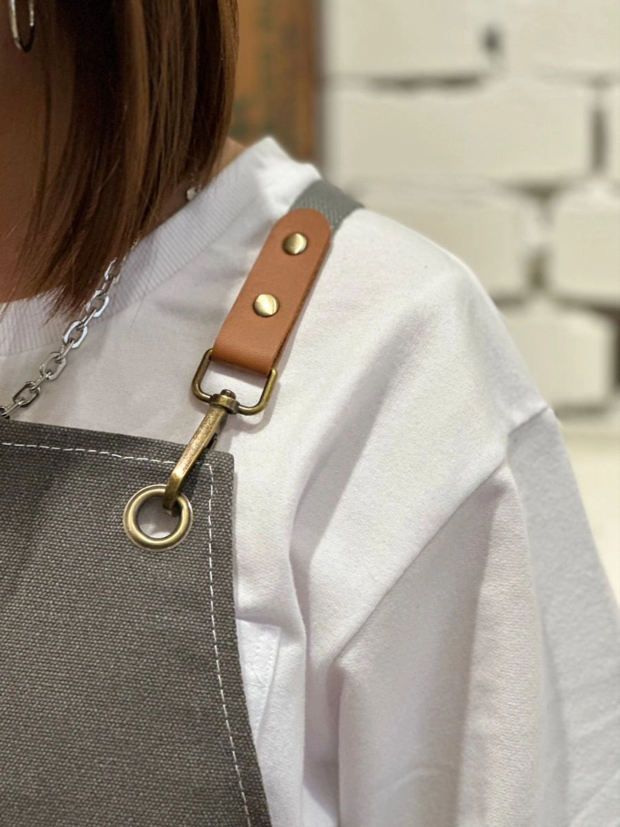 [自訂款]皮革口袋綁帶圍裙