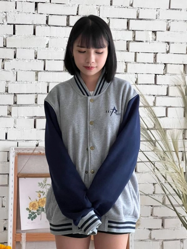 [雷亞]配色設計棒球外套 